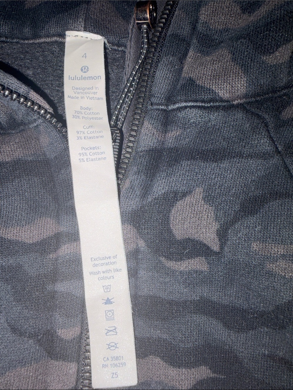 lululemon athletica Black & Charcoal Camouflage Zip Hoodie - Picture 2 of 4